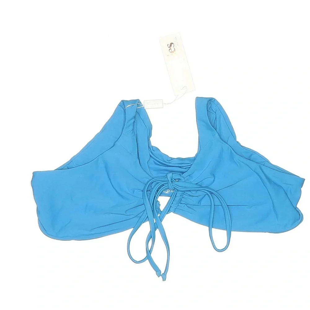 Frankies Bikinis Shea Bikini Top Azure Blue Triangle Bralette M NWT - Picture 2 of 4